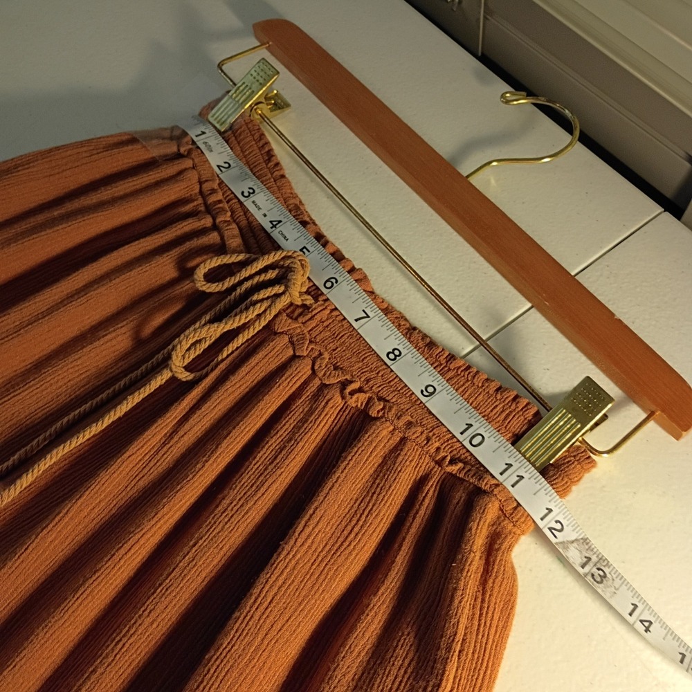 Wishlist Womens Rust Brown Textured Gauze Wide Leg Crop Pants Elastic Waist S - Picture 5 of 8